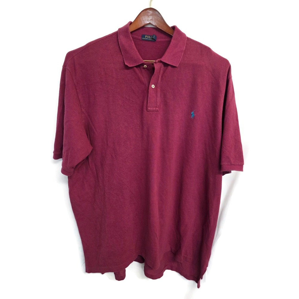Polo Ralph Lauren Mens 3XLT Tall Burgundy Pink Short Sleeve Cotton Polo Shirt